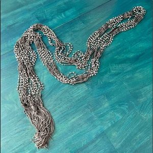 Grey scarf with silver beading